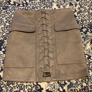 Suede Lace Up Skirt